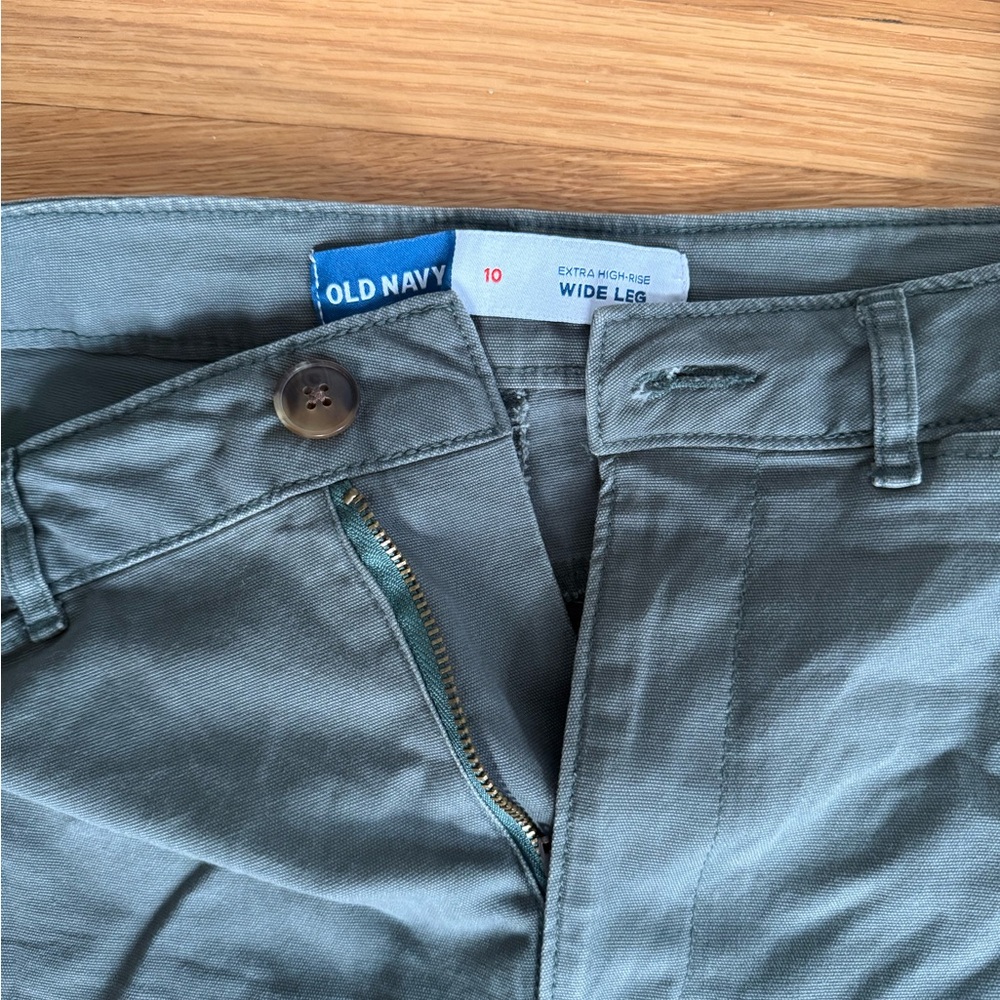 Extra High Waisted Cropped Wide-Leg Green Pants - Picture 5 of 5